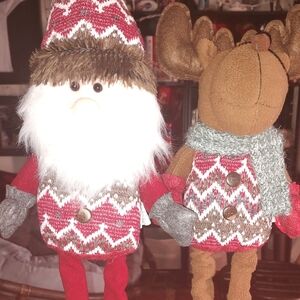 Festive Santa and Reindeer Plush Set